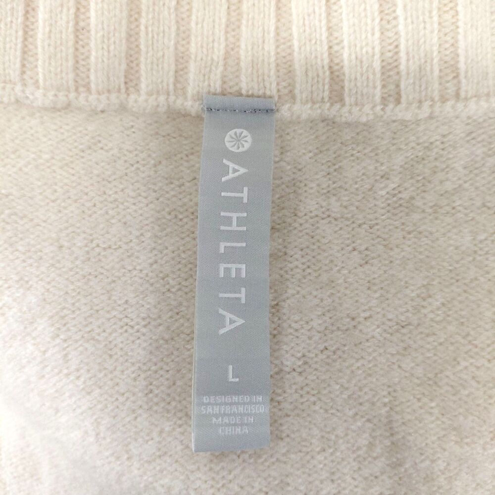 Athleta Cream Cashmere/Wool Blend LS V-Neck Tunic length Sweater Size Large - Picture 7 of 8